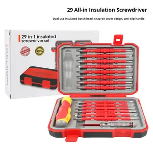 Jeu de <span class=keywords><strong>tournevis</strong></span> d'électricien 29-en-1 à tête plate Phillips pour réparation domestique et télécommunications Accès transfrontalier - Product Image 4