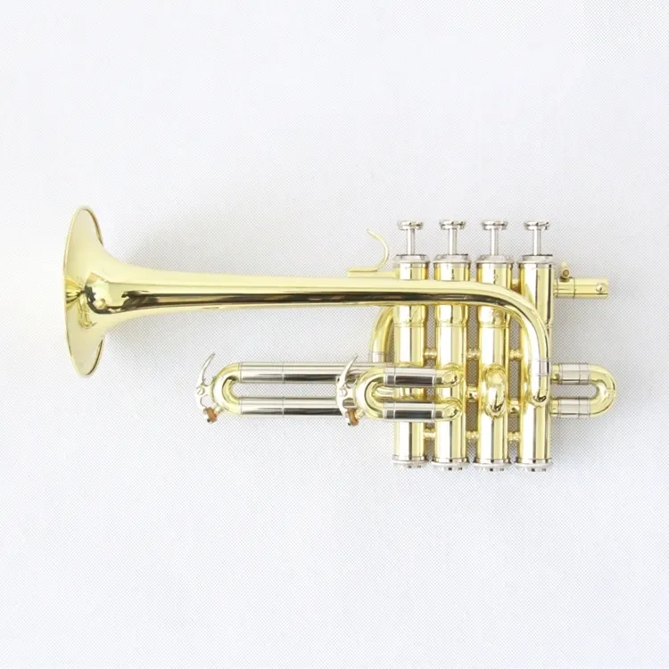 High quality piccolo trumpet gold lacquered trumpet good price piccolo trumpet sale