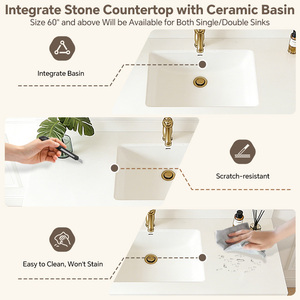 <span class=keywords><strong>Mobile</strong></span> Bagno Americano Retrò di Lusso con Lavabo in Ceramica, <span class=keywords><strong>Specchio</strong></span> Intelligente e Armadietto in Legno Massello da Parete - Product Image 2