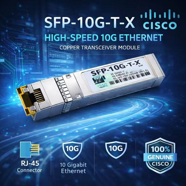 SFP-10G-T-X 10GBASE-T 30M Copper SFP+ Transceiver Module with RJ-45 Connector