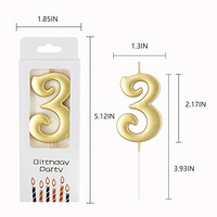 Lot de 10 bougies d'anniversaire dorées numérotées de 0 à 9, bougies numérotées dorées pour l'anniversaire du numéro un, pour fêtes et baby showers