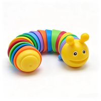 Jouet Fidget Slug anti-stress, chenille articulée sensorielle arc-en-ciel, flexible et torsadée, décompression, nouveauté pour enfants, en ABS