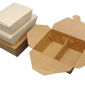Box Takeout Custom Logo Printing Disposable Kraft Take Away Box Lunch Food Packing Pizza Box Takeout Box