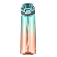 Bouteilles transparentes anti-fuite en Tritan+PP avec paille intégrée, lavables au lave-vaisselle, pour bureau, camping, sport, école, salle de sport, cadeau