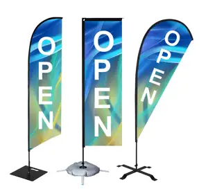 Outdoor Advertising Banner Stands Custom Logo Printing Polyester Pole Teardrop Bbow Flex Flying Beach Feather Flag