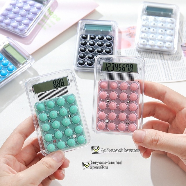 Candy Color Plastic Mini Calculator Cute Silent Portable Button Battery 8-Digit Counter High Appearance Student Pocket Computer