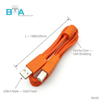 USB a Male ke USB B Male dengan Isolasi PVC 1.5m Tembaga Penuh Berpelindung Oranye untuk Komputer/Printer