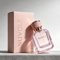 Vente en gros de flacons de parfum carrés de 30 ml, 50 ml, 100 ml, vaporisateur à pompe, verre transparent, flacon de parfum rose de luxe, boîte cadeau disponible
