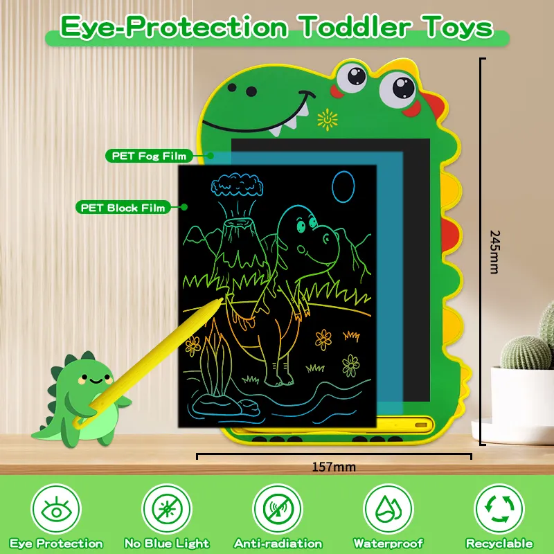キッズデジタルライティングボード恐竜の形カラフルな描画タブレット幼児落書きボードLCDライティングタブレット8.5インチ
