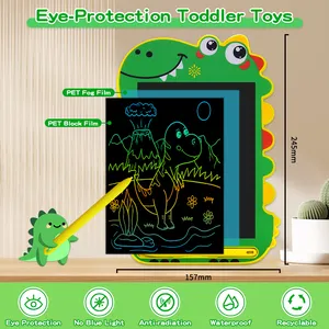 Tablet gambar warna-warni anak, papan tulis Digital bentuk dinosaurus menggambar untuk balita papan tulis LCD 8.5 inci