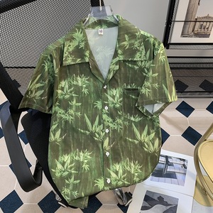 Soutien personnalisation d'un article <span class=keywords><strong>Chemise</strong></span> à manches courtes d'été à la mode décontractée pour hommes <span class=keywords><strong>Chemise</strong></span> de couple à imprimé floral tendance et cool - Product Image 1