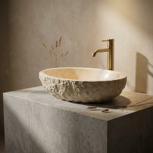 Lavabo <span class=keywords><strong>da</strong></span> <span class=keywords><strong>Appoggio</strong></span> Rotondo in Marmo Naturale Moderno Aquarius con Finitura Spazzolata Eco-Friendly <span class=keywords><strong>per</strong></span> <span class=keywords><strong>Bagno</strong></span> - Product Image 2