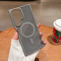Étui de téléphone magnétique de luxe à dissipation thermique pour Samsung Galaxy S24 S25 Ultra S23 Plus, avec cadre en alliage et protection respirante anti-chute