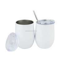 Gobelet à vin de sublimation blanc de 12oz en acier inoxydable tasse à vin isolée sous vide à double paroi tasse à café avec couvercle