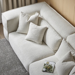 यूरोपीय nordic सफेद टेडी बुकल टफ्टेड कपड़े सेशनल सोफे घर के रहने वाले कमरे होटल हॉल अपार्टमेंट विला रेस्तरां के लिए - Product Image 5