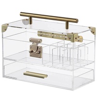 Organisateur de maquillage de luxe en acrylique transparent avec tiroirs, boîte de rangement cosmétique portable multicouche pour coiffeuse et support à rouges à lèvres