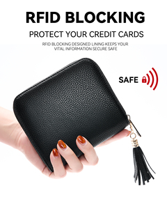 Portefeuille pour femmes en cuir PU personnalisé avec blocage RFID, grande capacité, porte-cartes de crédit tendance avec fermeture éclair, 40 emplacements pour cartes - Product Image 6