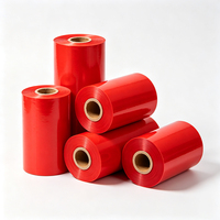 Ruban de transfert thermique rouge Haoxuan 110 mm x 450 m, ruban couleur long pour l'impression et l'emballage d'étiquettes continues