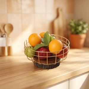 Corbeille à fruits ronde moderne en métal, conteneur de rangement 203 mm, support alimentaire de cuisine durable, conception soudée à un seul niveau - Product Image 6