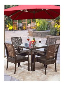 Ngoài trời Stackable ban công kim loại wicker Ratan ăn mía ăn cánh tay Bistro nhựa mây ghế Patio đồ nội thất ghế vườn - Product Image 5