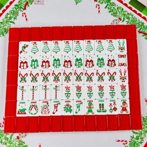 Jeu <span class=keywords><strong>de</strong></span> Mahjong Américain en Acrylique à Motifs <span class=keywords><strong>de</strong></span> Dessins Animés Mignons pour Noël, Boîte Cadeau avec Motifs <span class=keywords><strong>de</strong></span> Traîneau, Jeu <span class=keywords><strong>de</strong></span> <span class=keywords><strong>Table</strong></span> pour Offrir en Cadeau aux Amis lors des Fêtes - Product Image 2
