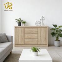 Lemari Penyimpanan Ruang Tamu Apartemen Kayu Modern dengan Desain Ramah Lingkungan yang Tahan Lama, 3 Laci & 3 Rak