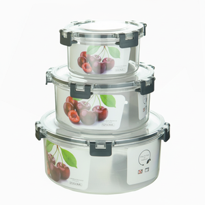 Ensemble de récipients alimentaires 3 pièces boîte à lunch hermétique en plastique de qualité alimentaire sans BPA couvercles étanches verrouillage rapide micro-ondes et congélateur - Product Image 1