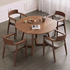 <span class=keywords><strong>Tavolo</strong></span> da Pranzo Rotondo in <span class=keywords><strong>Legno</strong></span> Massello Stile Nordico di Lusso, per Casa, Tempo Libero, con Sedie Larghe, per Negoziazioni e Ricevimenti - Product Image 1