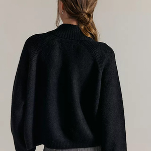 Customized <strong>Chunky</strong> <strong>Knit</strong> <strong>Cardigan</strong> with <strong>Black</strong> Luxurious Party Vibe <strong>Black</strong> Cable <strong>Knit</strong> <strong>Cardigan</strong> <strong>Black</strong> Zip up <strong>Knit</strong> - Product Image 3