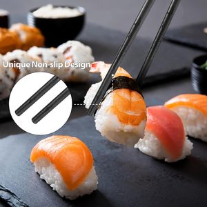 Baguettes en plastique personnalisées gravées avec logo, réutilisables, mignonnes, japonaises, simples, noires, personnalisées - Product Image 2