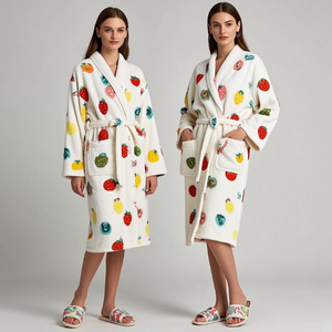 Robe de chambre douce en peluche personnalisée pour femmes, robe de bain chaude, robe de fruits, robe élégante pour femmes, robes de luxe pour femmes, vêtements de détente - Product Image 5