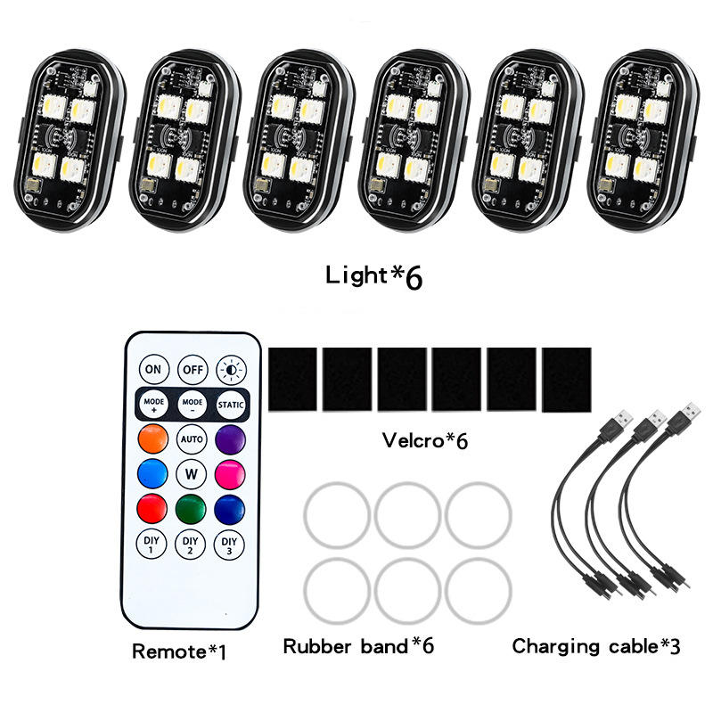Six lights one remote control Velcro
