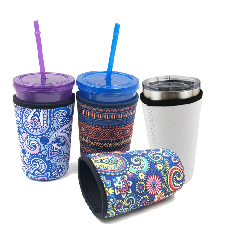 Refroidisseur de boîte par sublimation Porte-gobelet à café glacé Coozies Refroidisseur trapu réutilisable Manchon isolant en néoprène pour café glacé