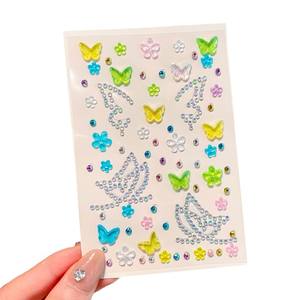 Autocollants décoratifs <span class=keywords><strong>3D</strong></span> Papillon en strass, Bijoux pour le visage, Fleurs scintillantes en cristal, Décalcomanies de maquillage corporel, Autocollants décoratifs - Product Image 5