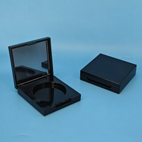 Boîtier de maquillage compact de luxe D36.5mm avec logo personnalisé, carré, noir mat, léger, pour fard à paupières et poudre, avec miroir