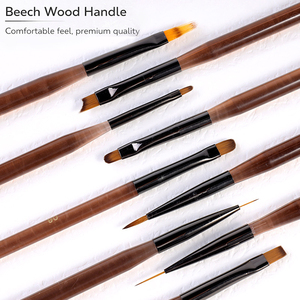 ชุดแปรงเจลทาเล็บ 9 ชิ้น หลายขนาด ด้ามจับสีกาแฟใส อุปกรณ์เพ้นท์เล็บ สำหรับงานออกแบบตกแต่งเล็บในร้านทำเล็บ - Product Image 3