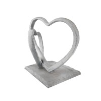 Sculptures en fonte en forme de double cœur entrelacé, ornement métallique en forme de cœur creux avec base gravée, articles de décoration pour la maison et le bureau