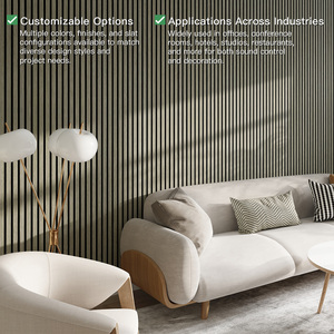 Panel de pared con efecto de madera para interiores, Panel de pared con sonido de poliéster con listones de PET para diseño gráfico a prueba de sonido, paneles de madera para pared - Product Image 3