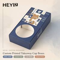 Caja de Papel Azul Rey Personalizada con Ventana Redonda para Tazas de Té, Pasteles y Alimentos, con Logotipo en Lámina Dorada