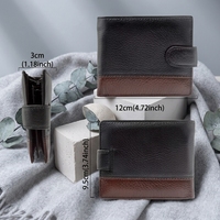 Portefeuille homme en cuir véritable, bifold, avec porte-cartes, fenêtre d'identification, emplacements pour cartes, portefeuille court pour affaires avec bouton pour un usage quotidien