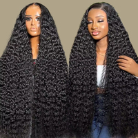 Perruques de cheveux naturels indiens ondulés profonds 13x6 de 40 pouces, sans colle, avec dentelle frontale transparente Full HD, cheveux Remy bouclés, perruque en dentelle HD