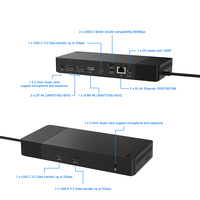 Station d'accueil pour ordinateur portable USB3.0 USB C haute vitesse avec double moniteur pour HDMI compatible avec les ordinateurs portables Dell/HP/Lenovo