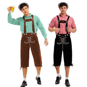 Yi Xiaoyi Conjunto de disfraz de cerveza para hombre con pantalones, camisa y sombrero para fiesta de carnaval, actuación en escenario, talla para adultos - Product Image 1