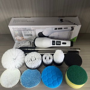 เครื่องขัดพื้นไฟฟ้าไร้สาย 9 in 1 พร้อมด้ามจับยืดหดได้ 25 วัตต์ ชุดแปรงทำความสะอาดห้องน้ำและห้องครัวแบบชาร์จไฟได้ - Product Image 1