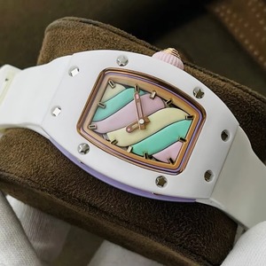 Reloj Mecánico de Lujo para Mujer con Caja de Cerámica Blanca y Esfera con Degradado de Color, Ideal para el Día a Día - Product Image 3