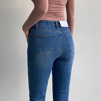 Échantillon gratuit, coupe confortable, tissu au toucher frais, jean slim en denim tricoté, coupe bootcut vintage pour femmes