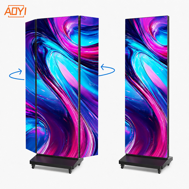 Foldable GOB LED Poster Digital Signage P1.53 P1.86 P2 Indoor Floor Standing Display Screen for Airport Subway Wayfinding