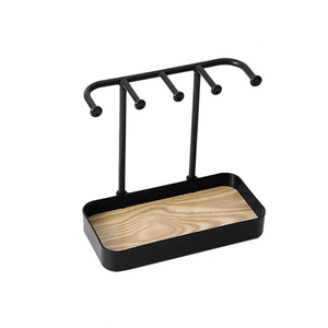 Fashion Jewelry Organizer Display Rack Stainless Steel Wooden Base American Hanging Holder Earrings Necklaces Bracelets Storage - Product Image 1