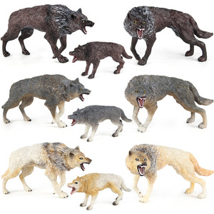 Modellino di animale selvatico per la simulazione dell'intelligenza cognitiva dei bambini Xinhen, giocattoli con figurine di lupo maschio, lupo femmina e cucciolo - Product Image 2
