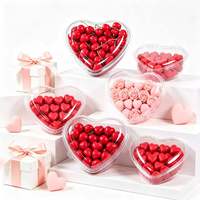 Boîte en PET en forme de cœur pour la Saint-Valentin, emballage cadeau pour chocolat et fraises, couvercle transparent noir, vente en gros